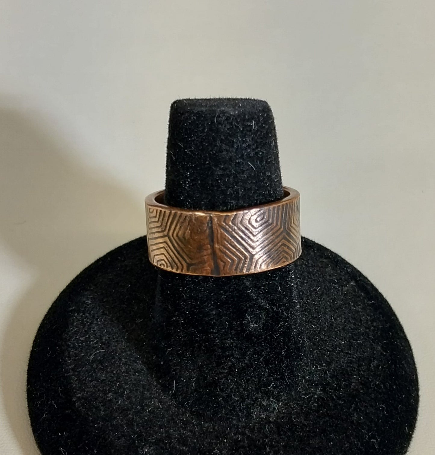 Wide Copper Band Ring, Copper Ring, Textured, Size 6 1/2