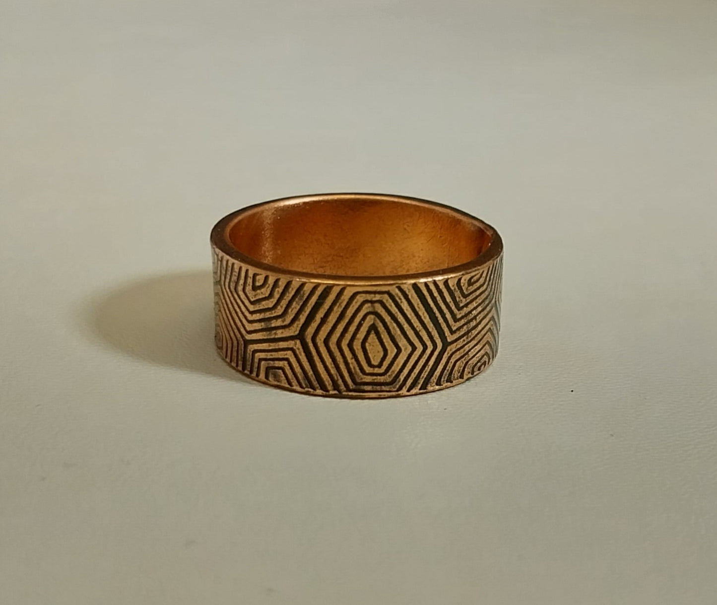 Wide Copper Band Ring, Copper Ring, Textured, Size 6 1/2