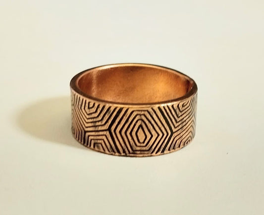 Wide Copper Band Ring, Copper Ring, Textured, Size 6 1/2