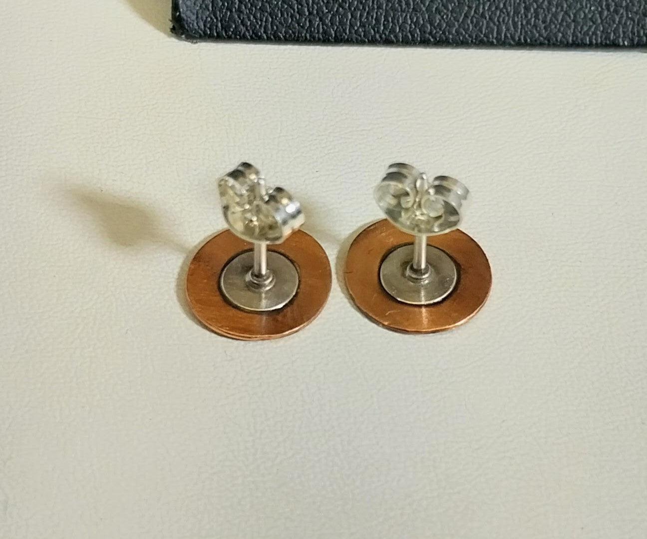 Copper and Silver Stud Earrings, Pick Your Pattern, Antiqued Copper and Sterling Silver, W/O