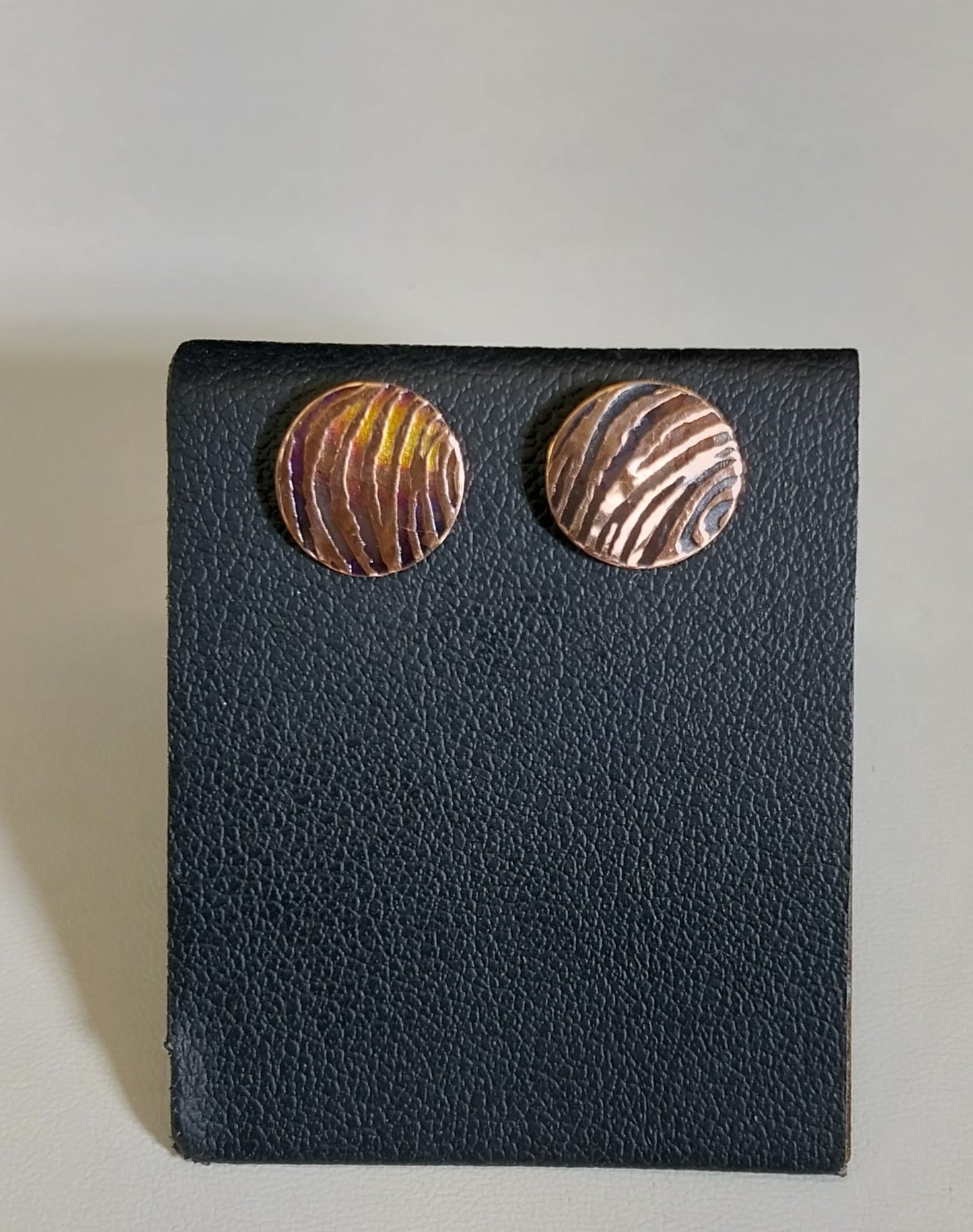 Copper and Silver Stud Earrings, Pick Your Pattern, Antiqued Copper and Sterling Silver, W/O