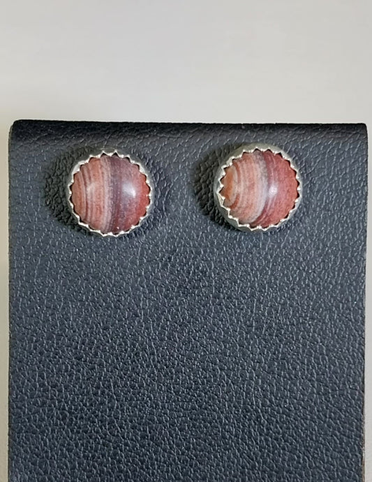 Picture Jasper Stud Earring, Solid Sterling Silver, New Mexico Picture Jasper, Natural Stone W/O