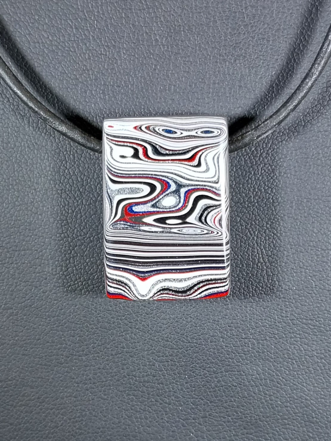 Michigan Fordite Bead Necklace with Black Leather Cord