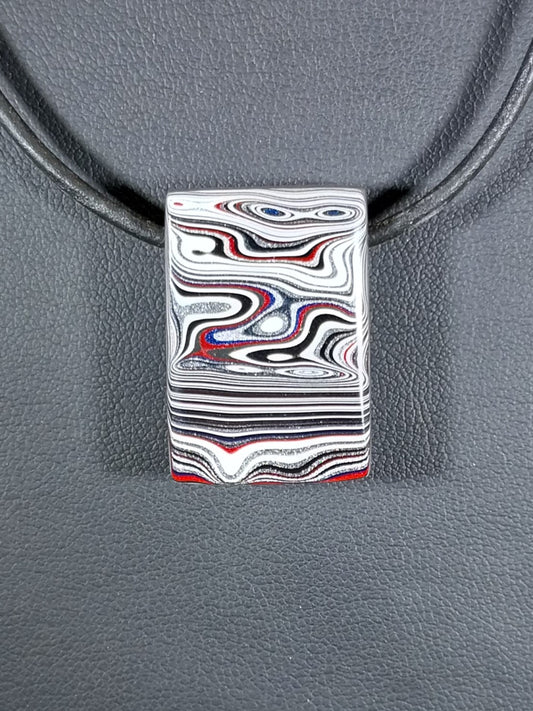 Michigan Fordite Bead Necklace with Black Leather Cord