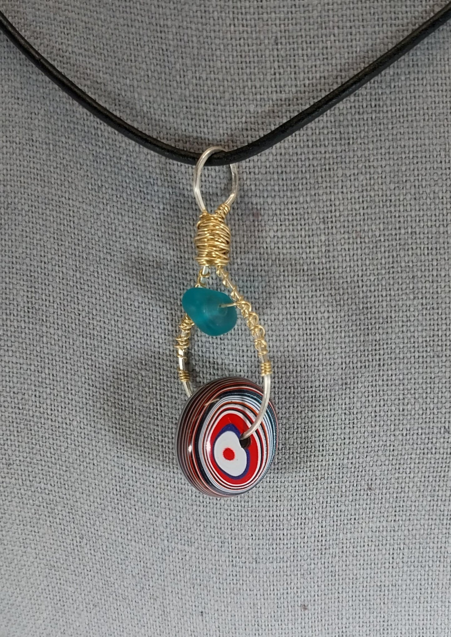 Fordite Spinner Necklace, Fordite Necklace, Hand Wire Wrapped in Sterling Silver and Gold Filled, W/O