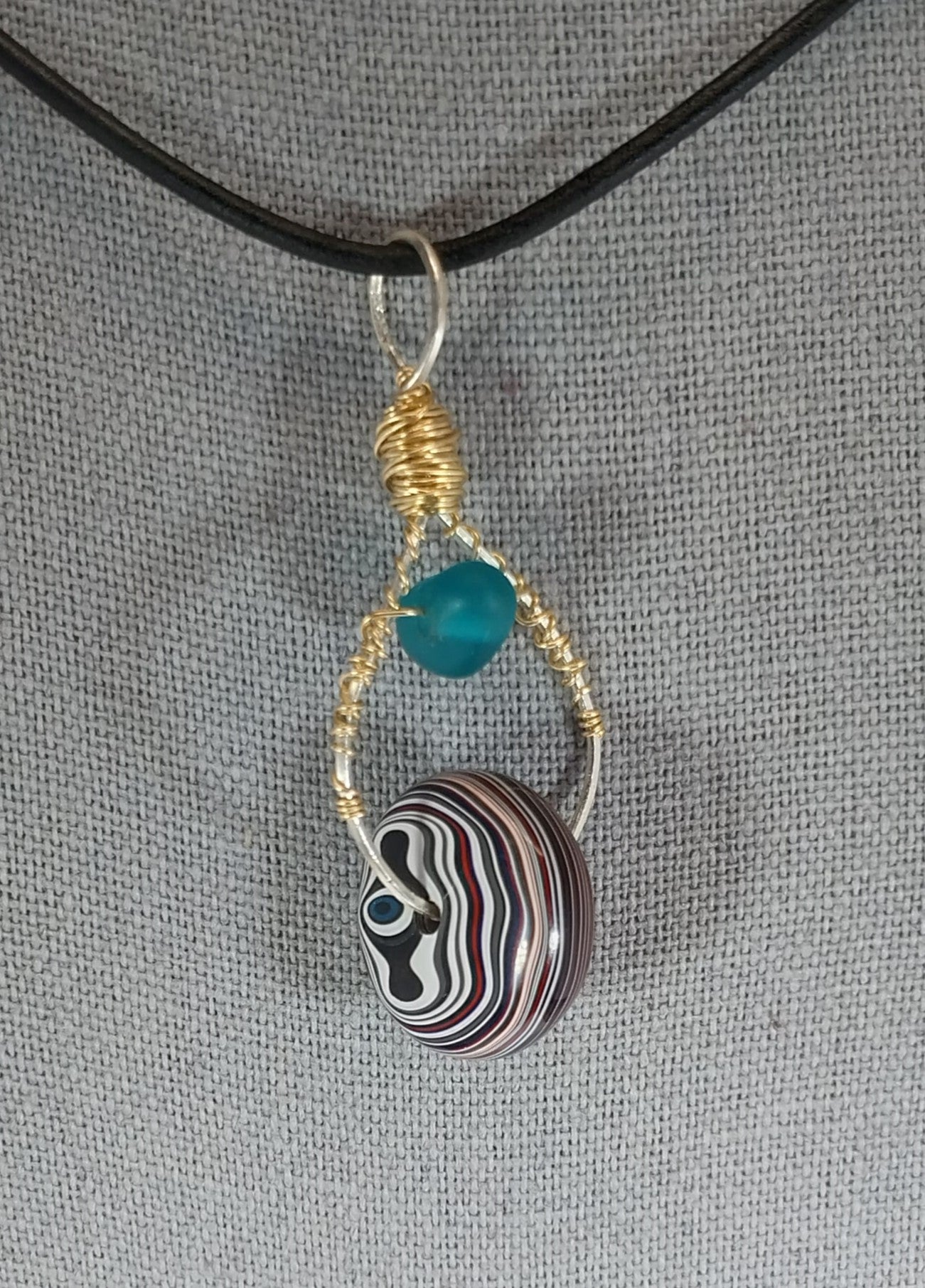 Fordite Spinner Necklace, Fordite Necklace, Hand Wire Wrapped in Sterling Silver and Gold Filled, W/O