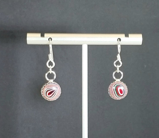 Fordite Earring, Bezel Set Fordite Earring Set, Ohio Fordite