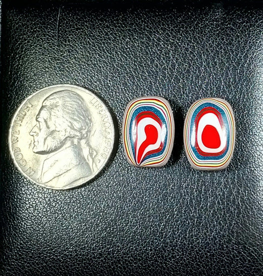 Fordite Cabochon Set, Rectangles, Semi Truck Fordite