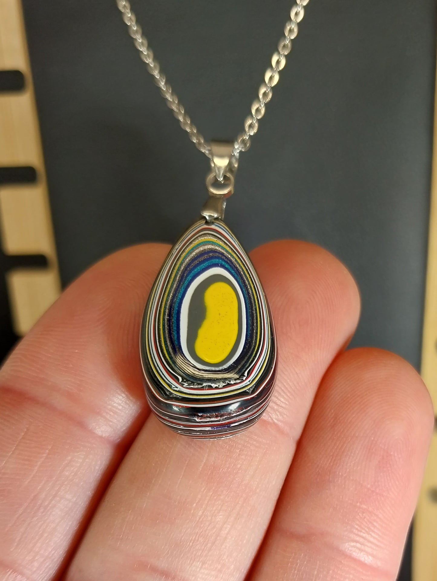 Fordite Necklace, Great Color, Fordite Jewelry, USA Handmade