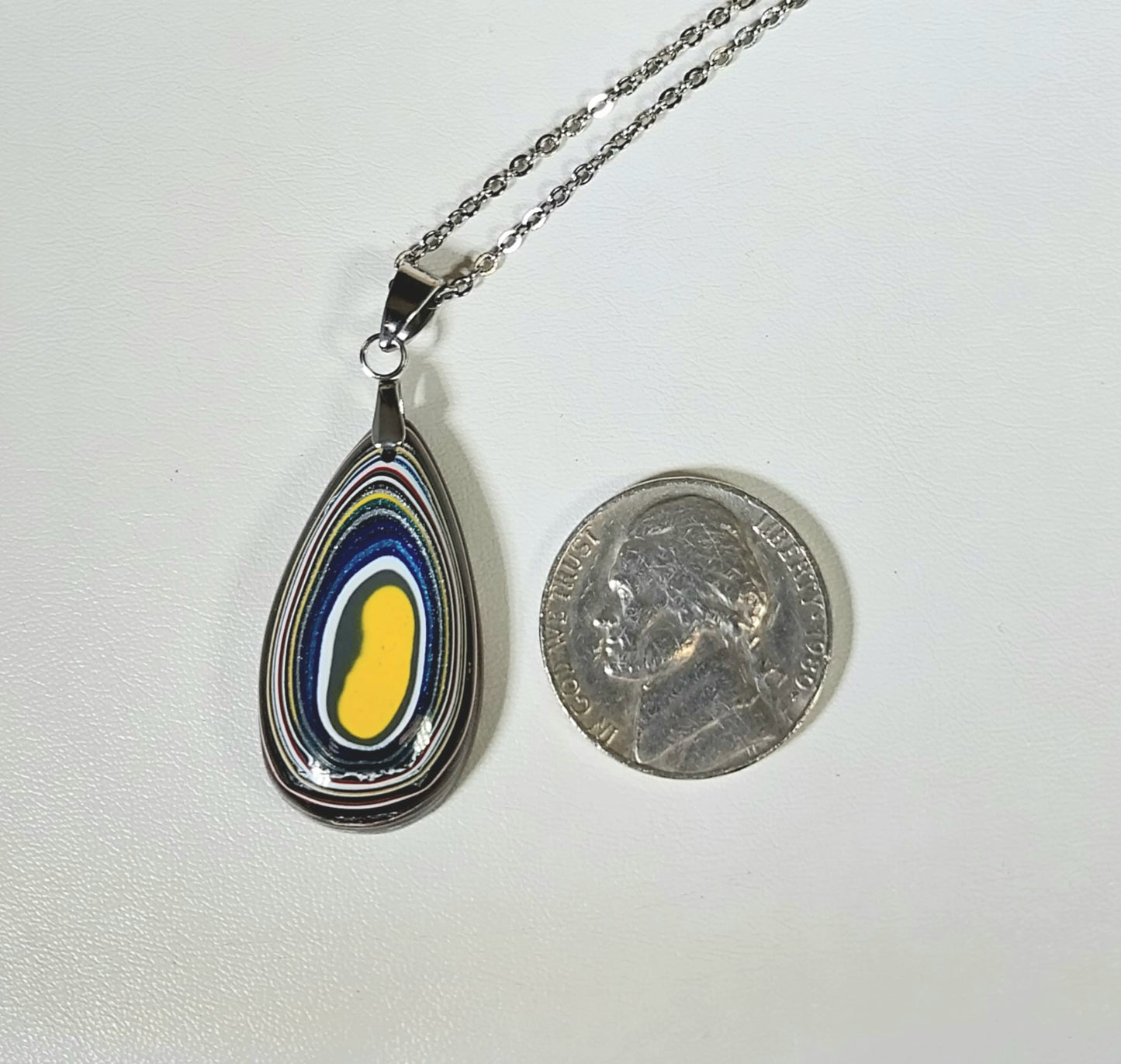 Fordite Necklace, Great Color, Fordite Jewelry, USA Handmade