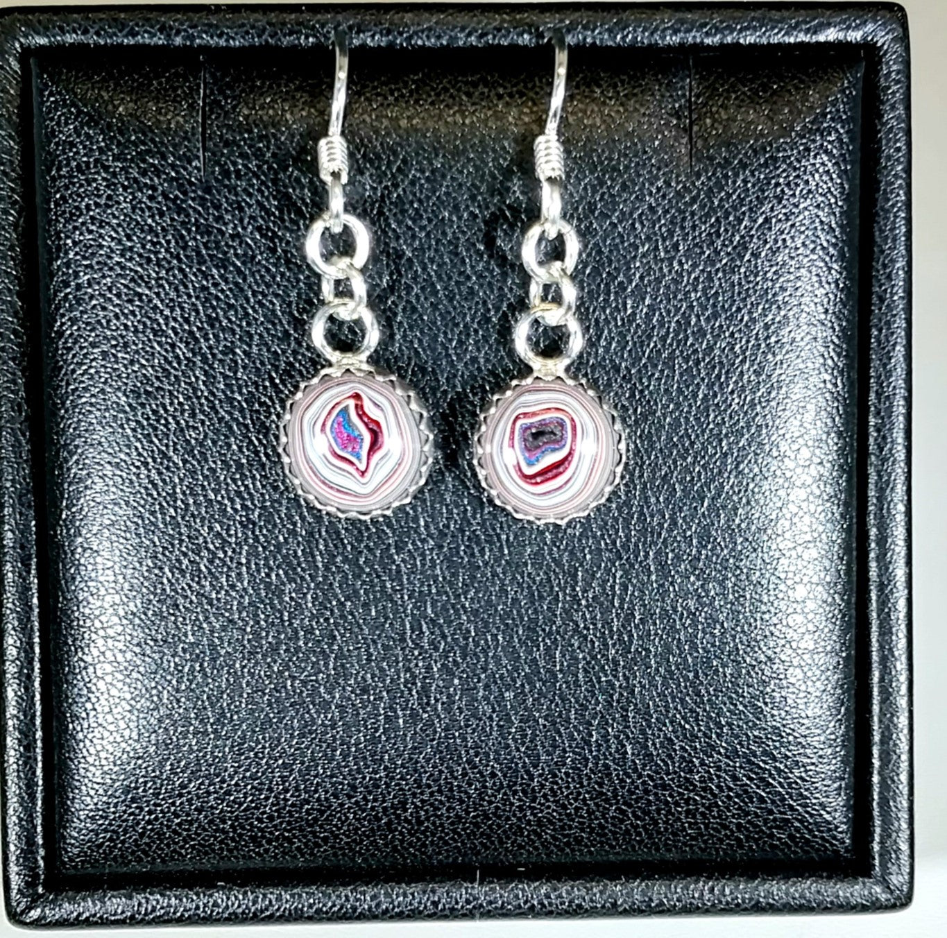 Fordite Earring, Solid Silver Settings, Wisconsin Handmade