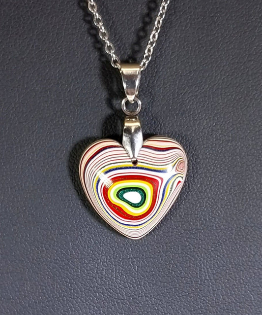 Fordite Heart Necklace, Semi Truck Fordite From Ohio