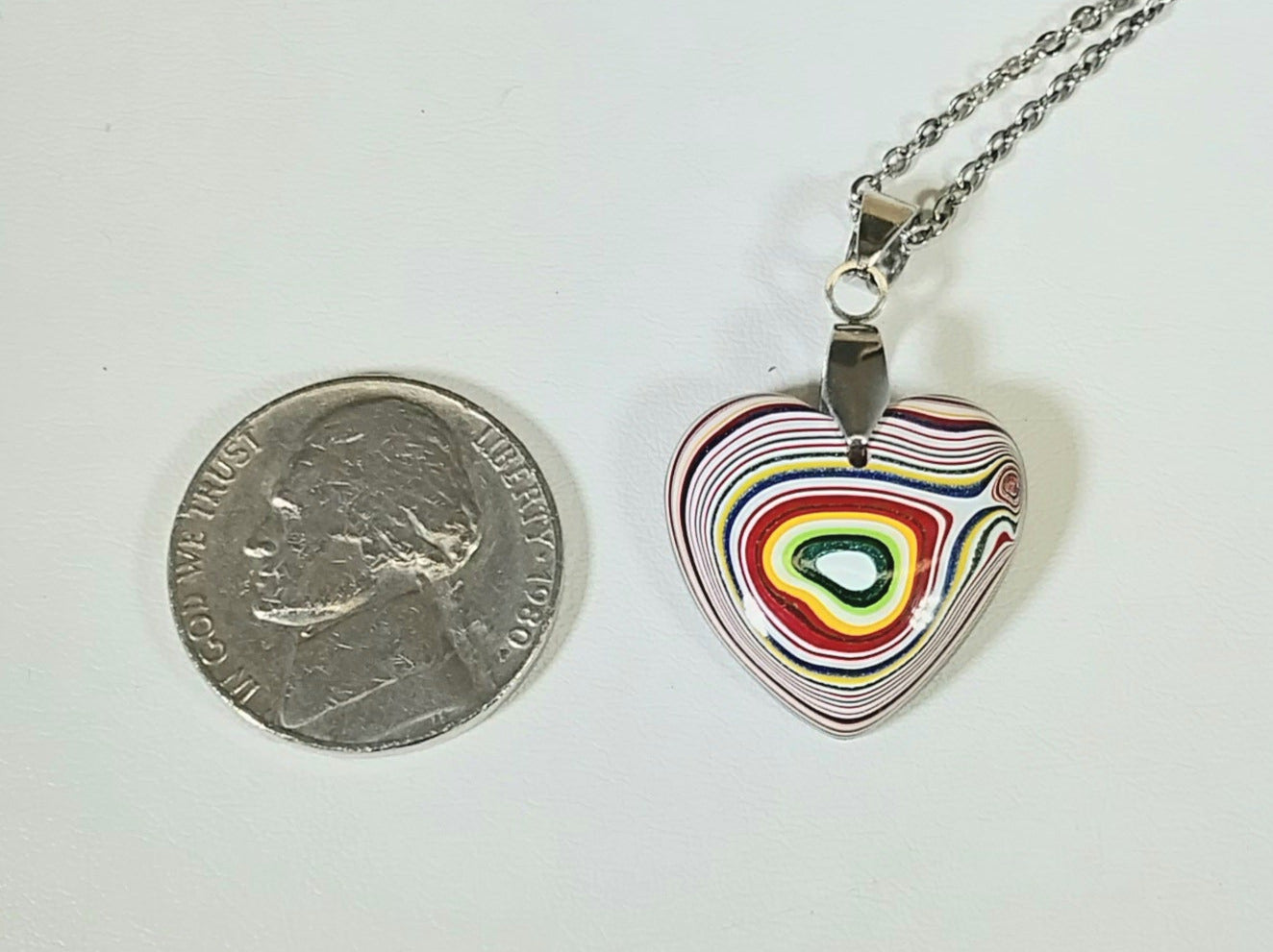 Fordite Heart Necklace, Semi Truck Fordite From Ohio