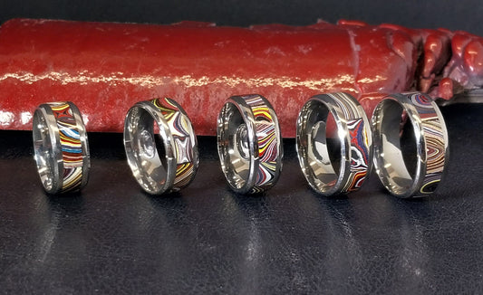 Fordite Rings, Chevy Vette Fordite Channel Rings, Pick Your Ring/Size