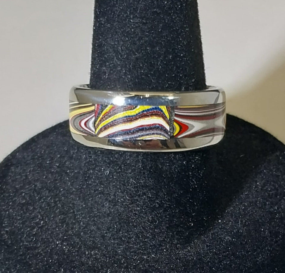 Vette Fordite Ring, Size 8, Fordite Channel Ring W/O