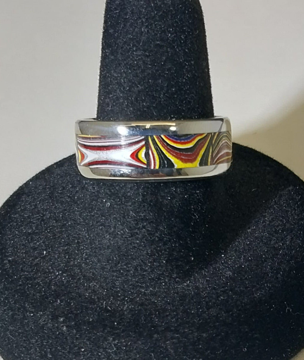 Vette Fordite Ring, Size 8, Fordite Channel Ring W/O