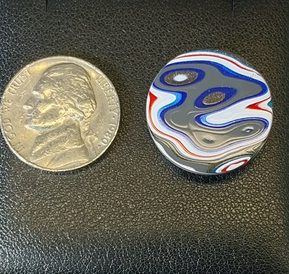 Fordite Cabochon, Ohio Motor Agate, Domed Round, EB90