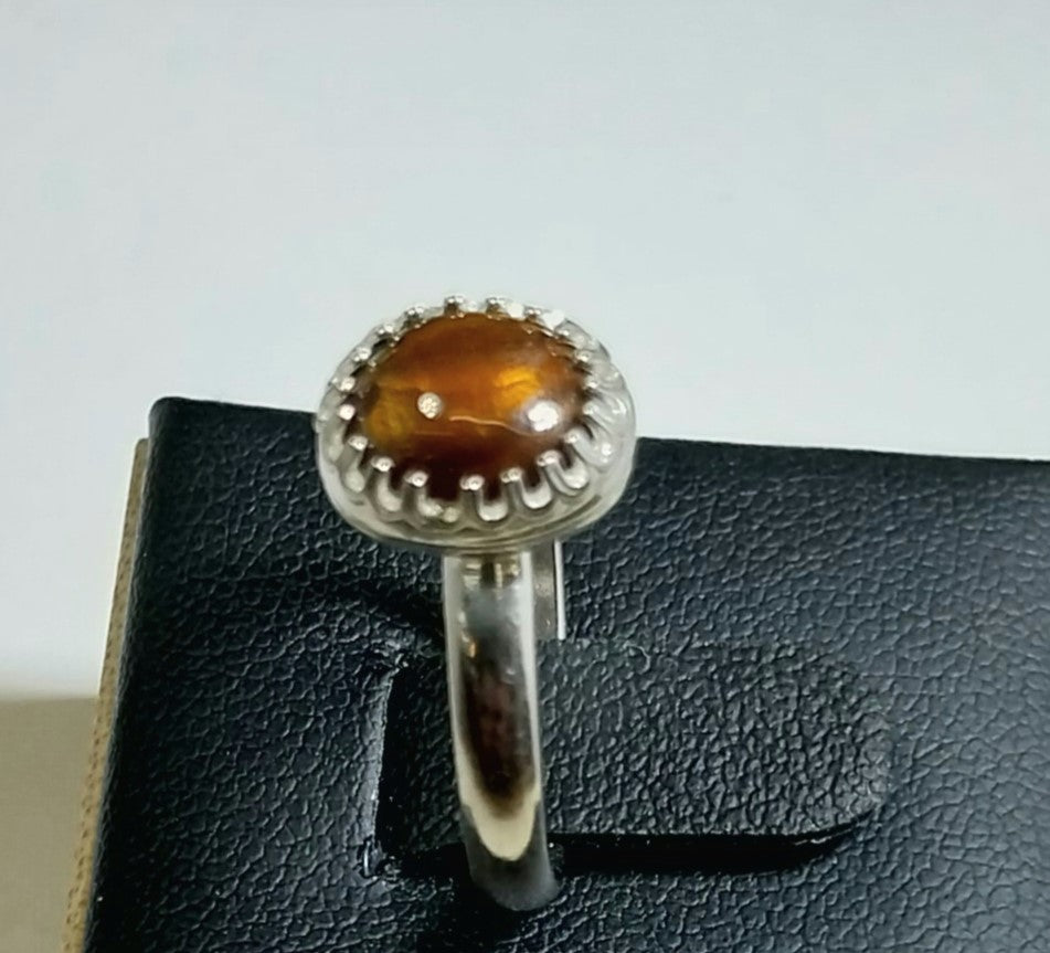 Fire Agate Ring, Sterling Silver, Size 6, Arizona Fire Agate Silver Ring