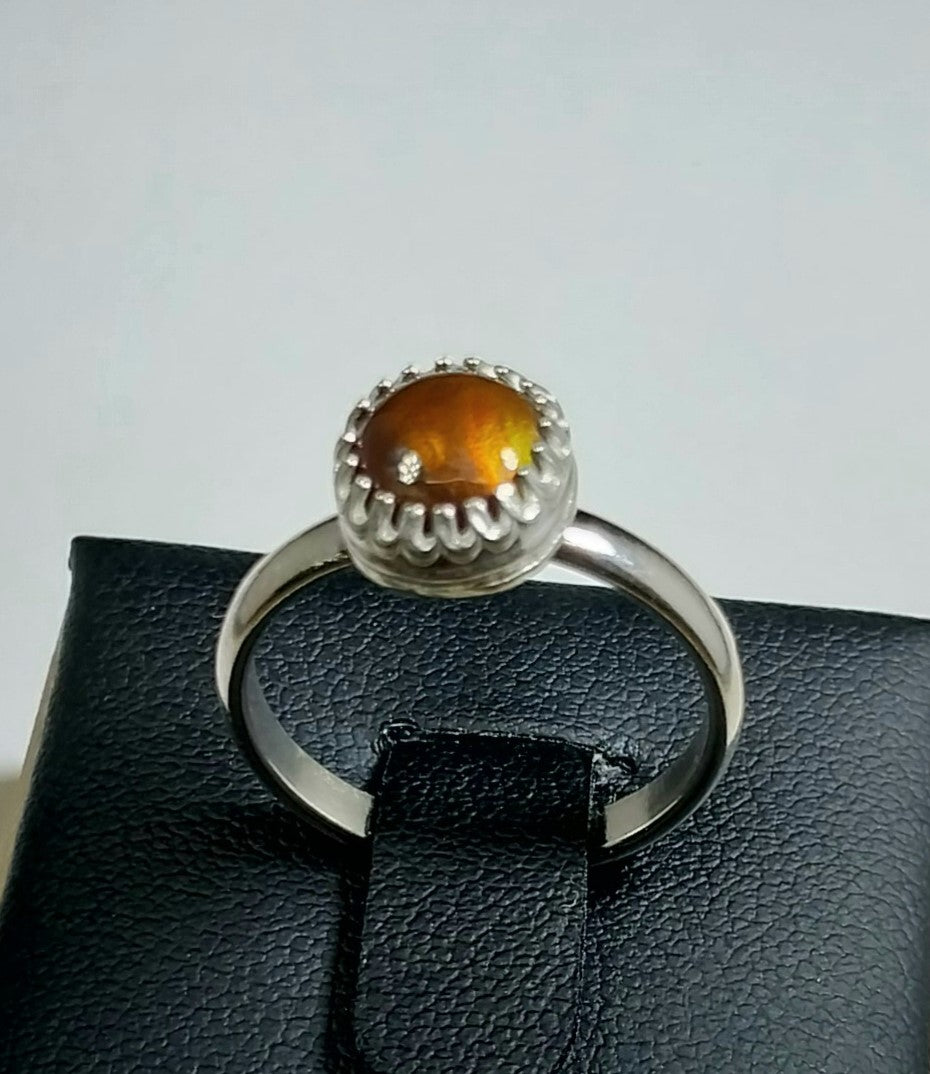 Fire Agate Ring, Sterling Silver, Size 6, Arizona Fire Agate Silver Ring