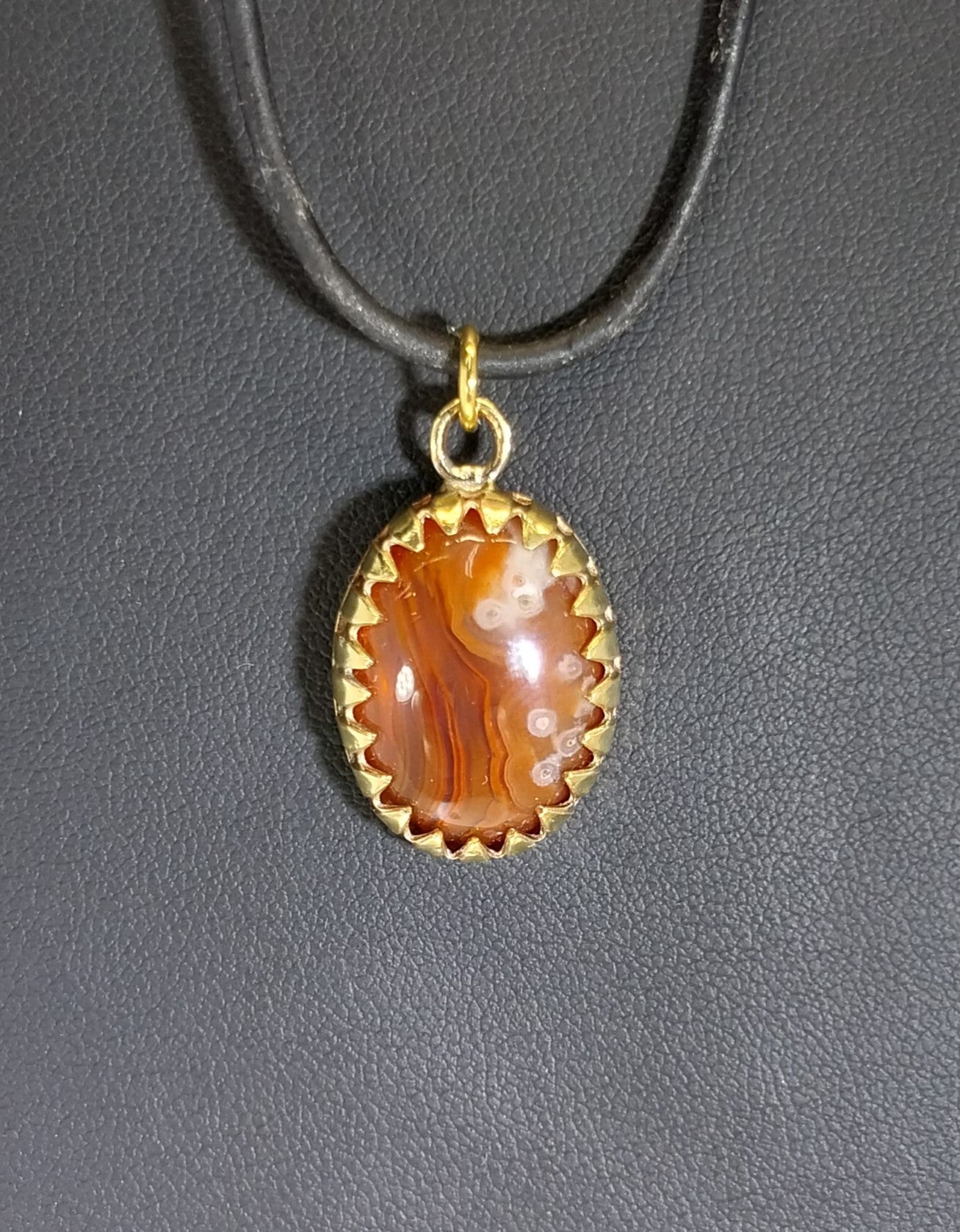 Lake Superior Agate Necklace, Orange Banded Tube Agate