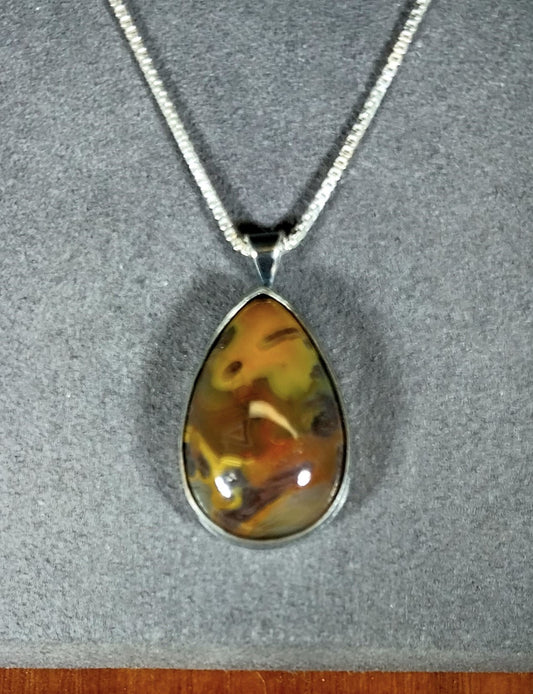 Lake Superior Agate Sterling Necklace, Lake Superior Gift, Unique Colors