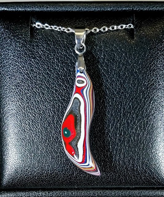 Fordite Necklace, Bird Shape, Unique Pendant