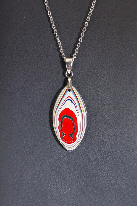 Fordite Necklace, Happy Agate Studio, USA Handmade, Recycled EB28