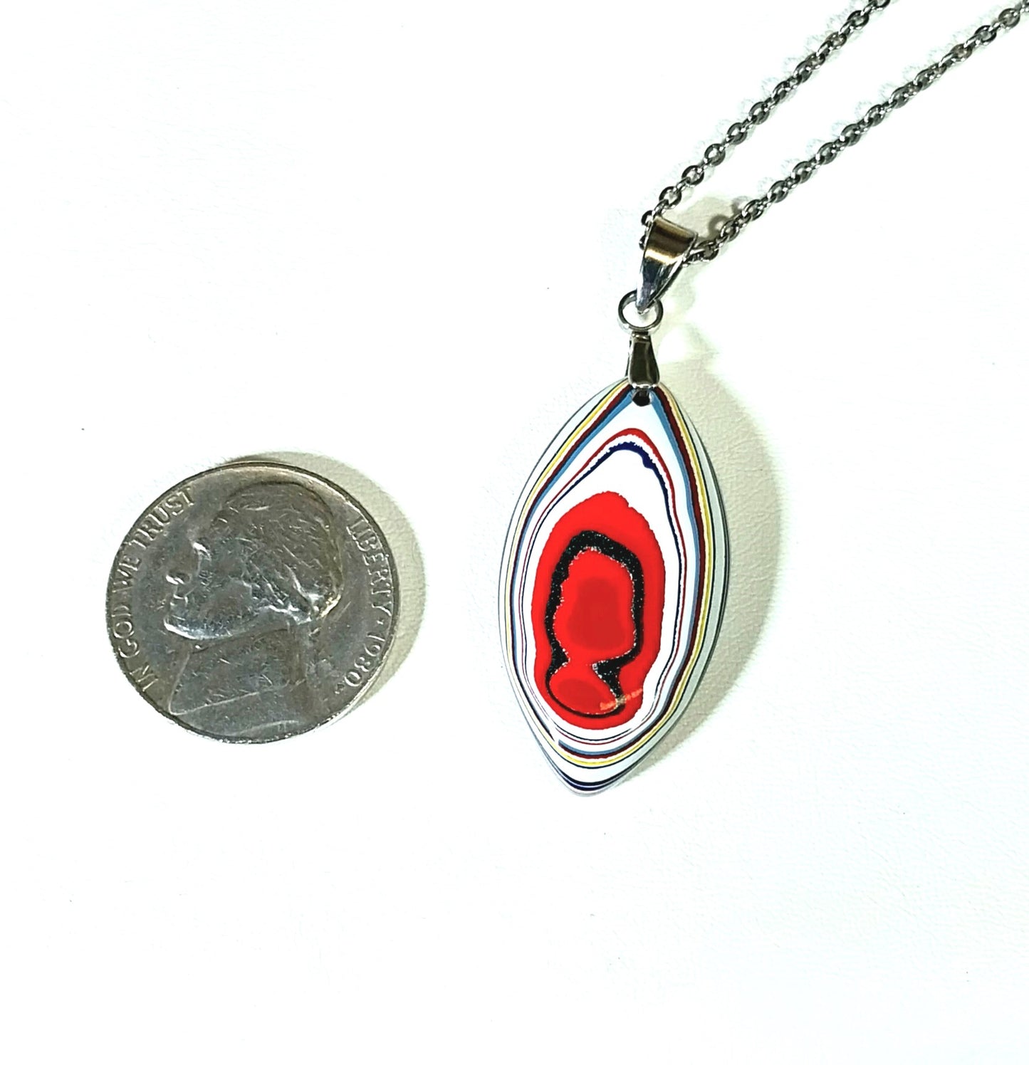 Fordite Necklace, Happy Agate Studio, USA Handmade, Recycled EB28