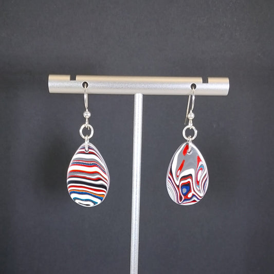 Fordite Earring, Flat Teardrops, Fordite Jewelry, EB98