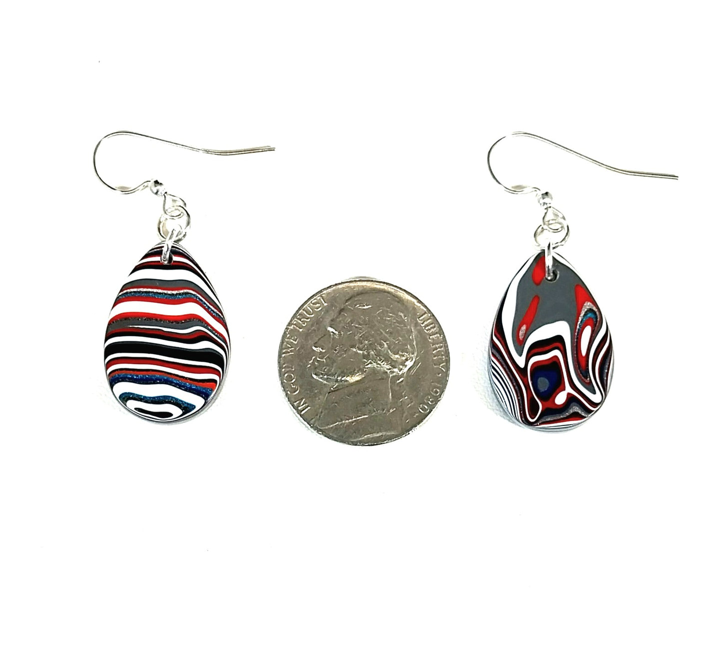 Fordite Earring, Flat Teardrops, Fordite Jewelry, EB98