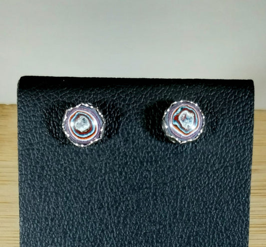 Fordite Earring, Solid Sterling Silver, Fordite Post Earring EB10