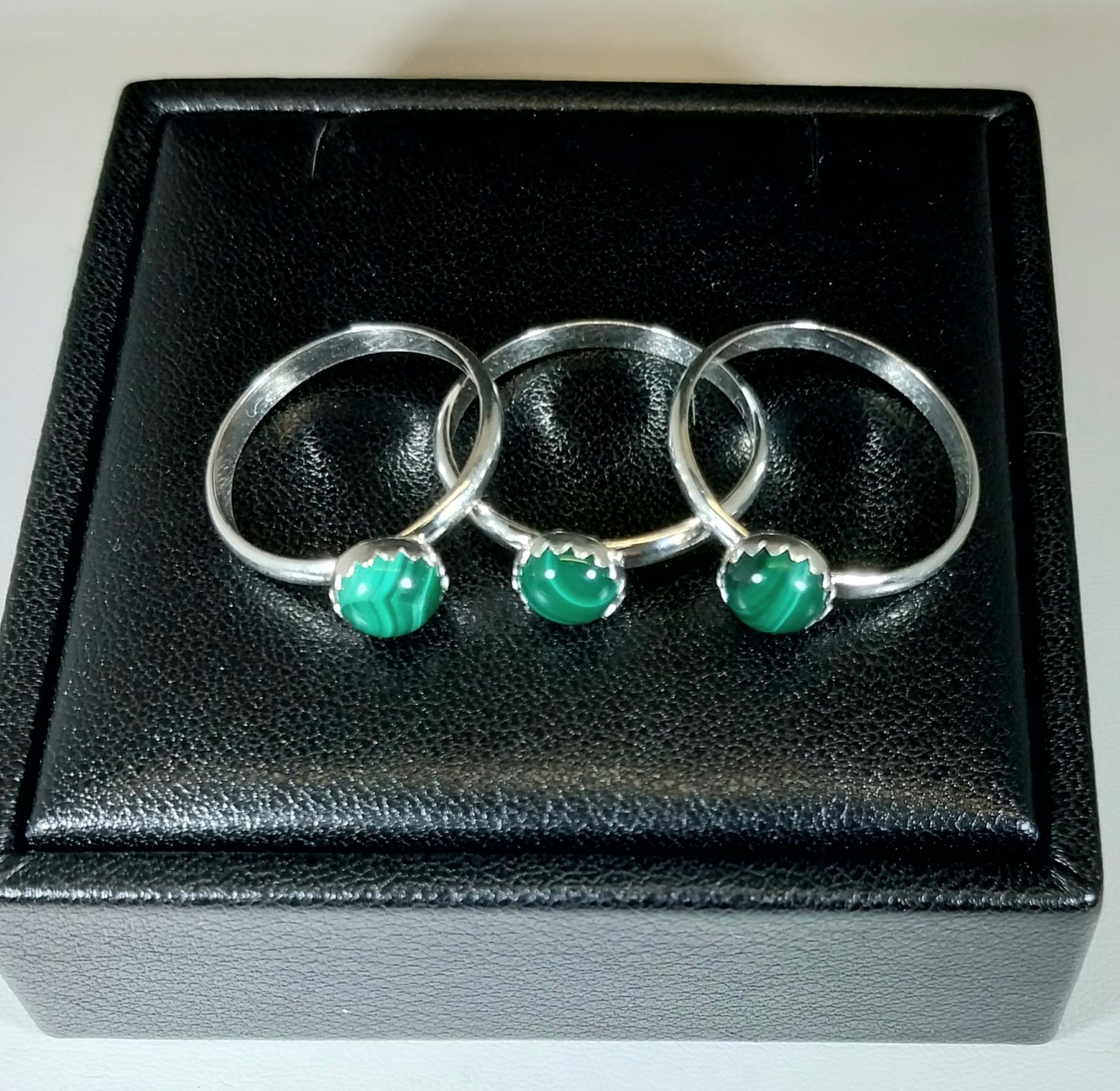 Dainty Malachite Rings, Size 6, 7, 8 Deep Green, W/O