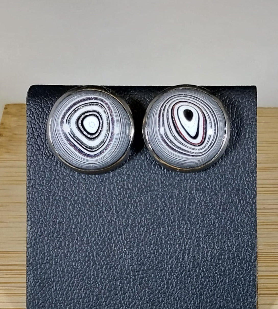 Fordite Stud Earring, Stainless Steel, Michigan Fordite