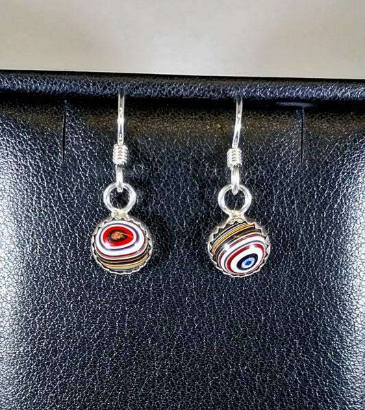 Fordite Earring, Solid Sterling Silver, Freightliner Semi Truck Earrings