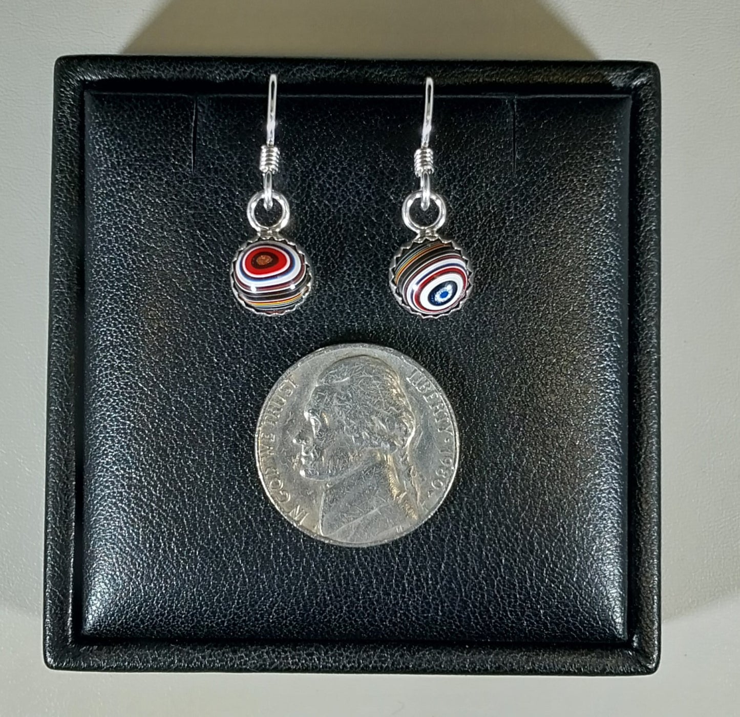 Fordite Earring, Solid Sterling Silver, Freightliner Semi Truck Earrings