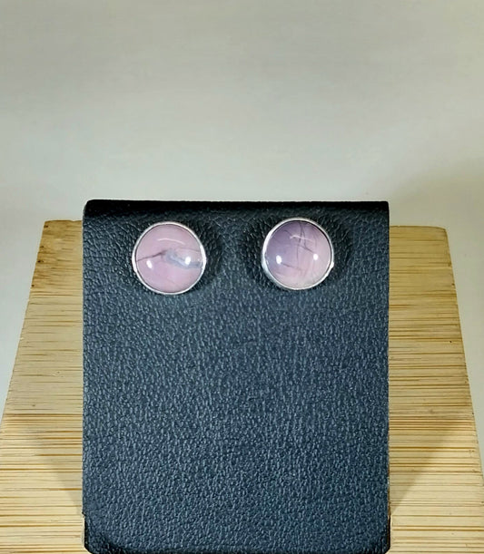 Hyacinth Jasper Earrings, Solid Silver Stud Earrings, Purple Stud Earrings, Natural Stone