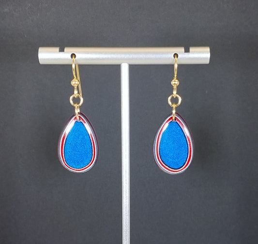 Fordite Earring, Lots of Blue!