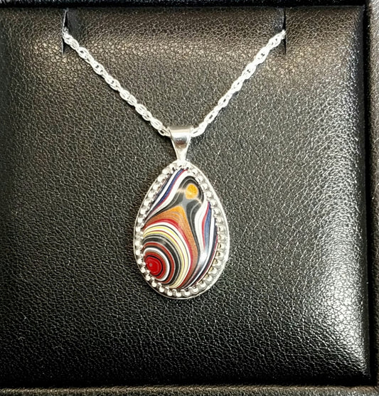 Vette Fordite Necklace in Sterling Silver