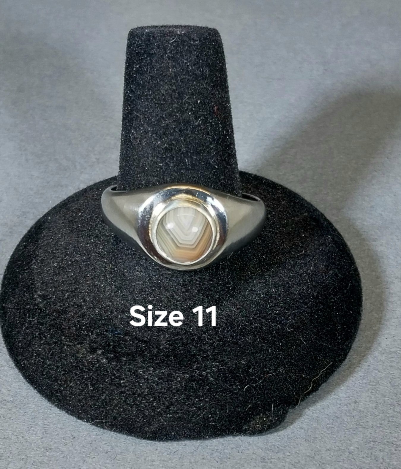 Lake Superior Agate Steel and Silver Rings Pick Your Size