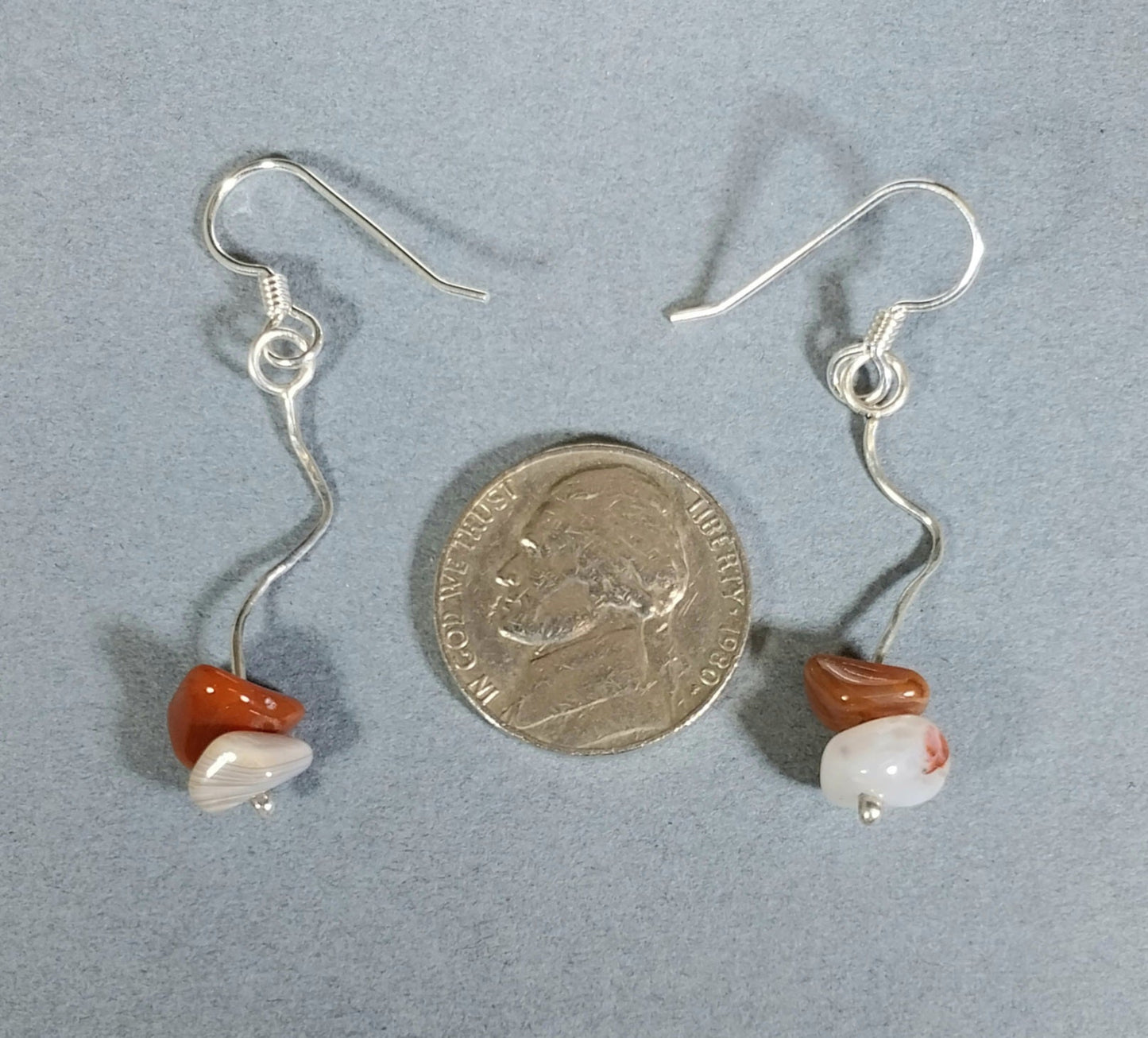 Lake Superior Agate Earring Drilled Pebble Size Agates and Silver