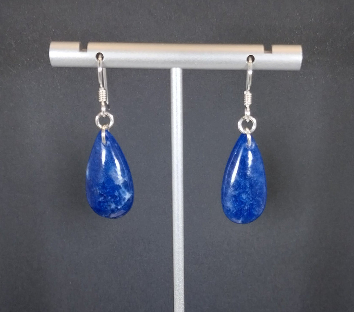 Sodalite Silver Earrings in Deep Blue