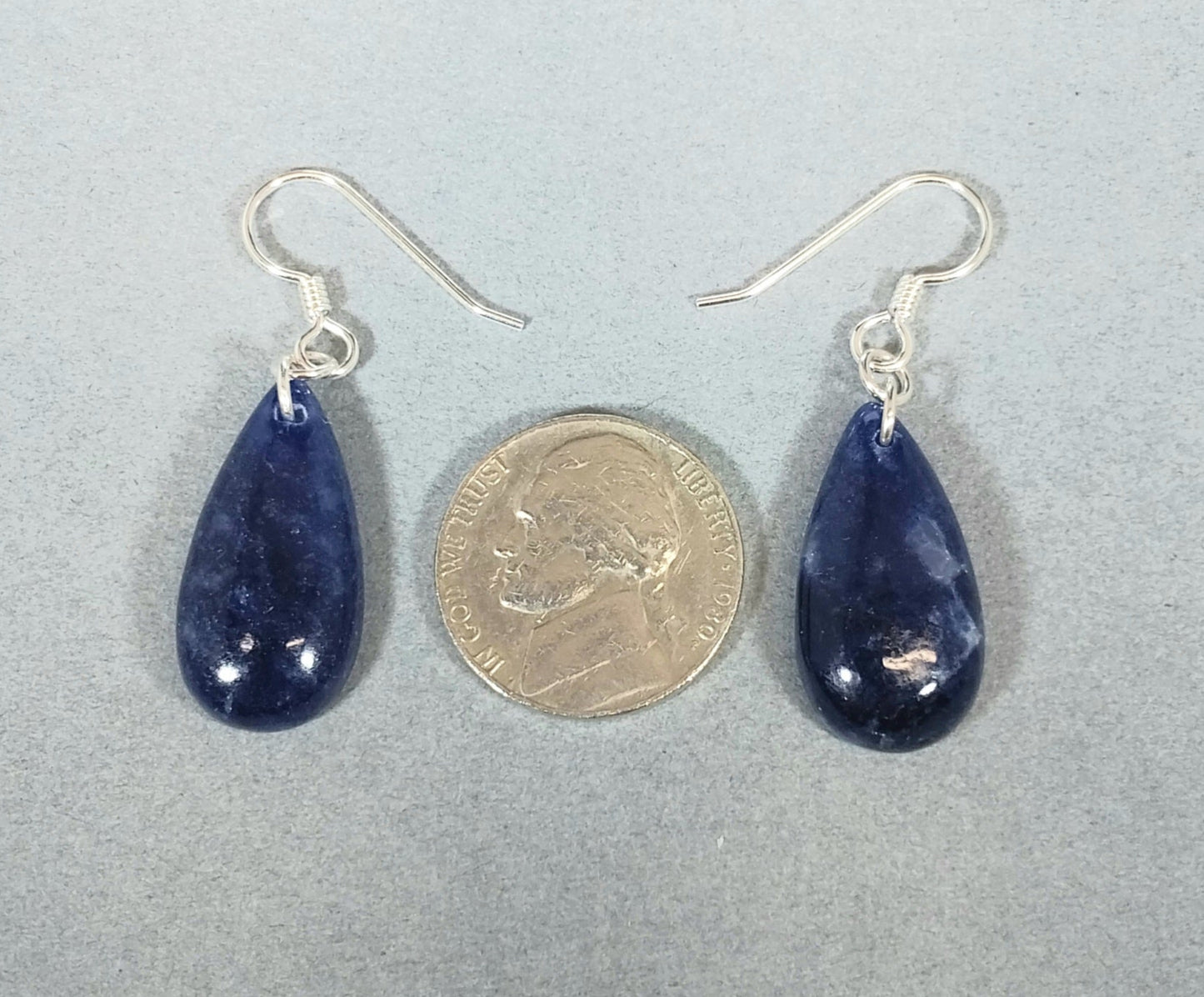 Sodalite Silver Earrings in Deep Blue