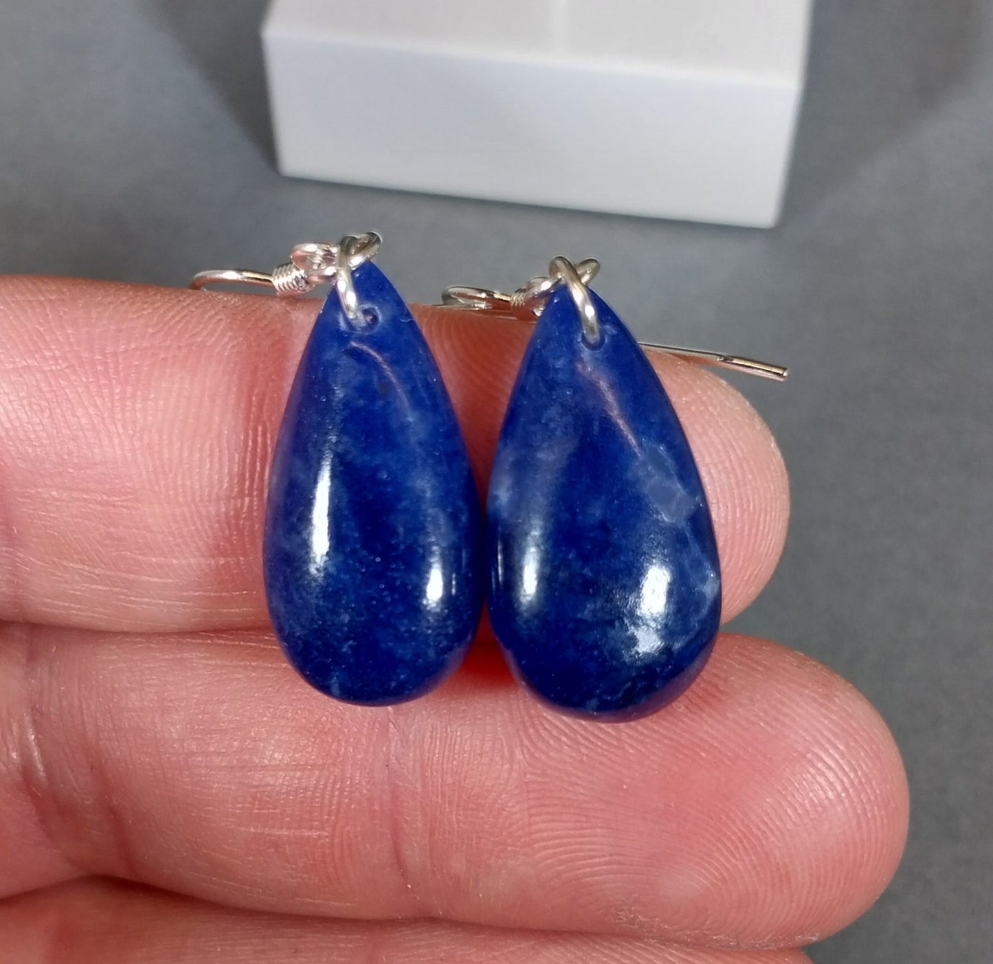 Sodalite Silver Earrings in Deep Blue