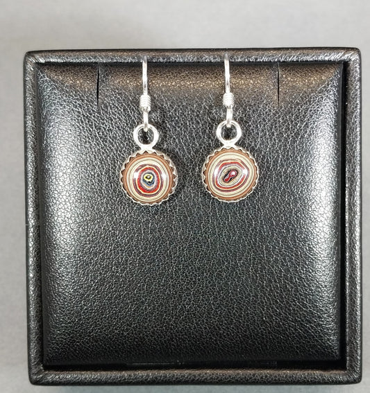 Fordite Earrings, Handcrafted in Solid Sterling Silver