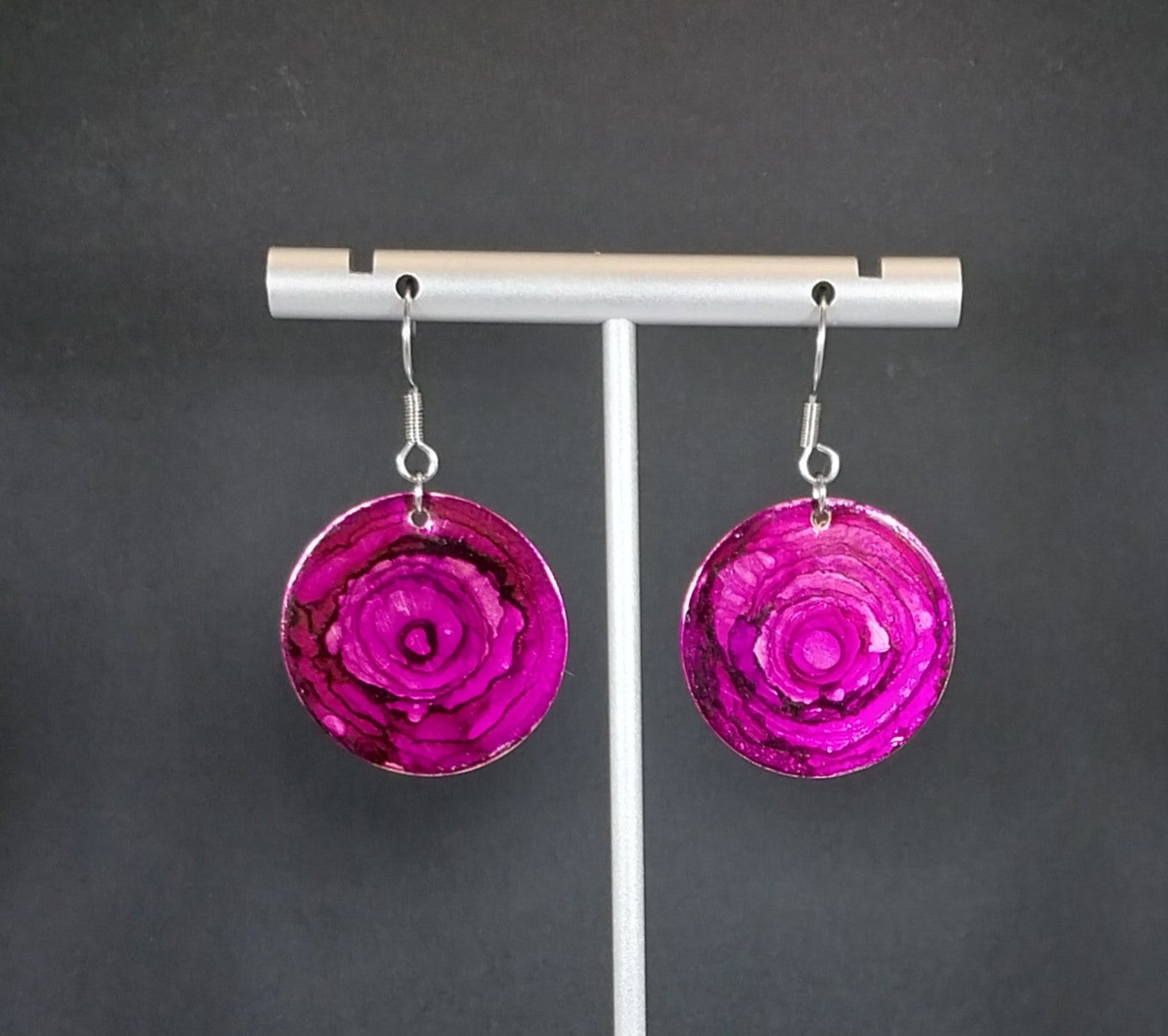 Handpainted Rose Earrings Surgical Steel Ear Wires