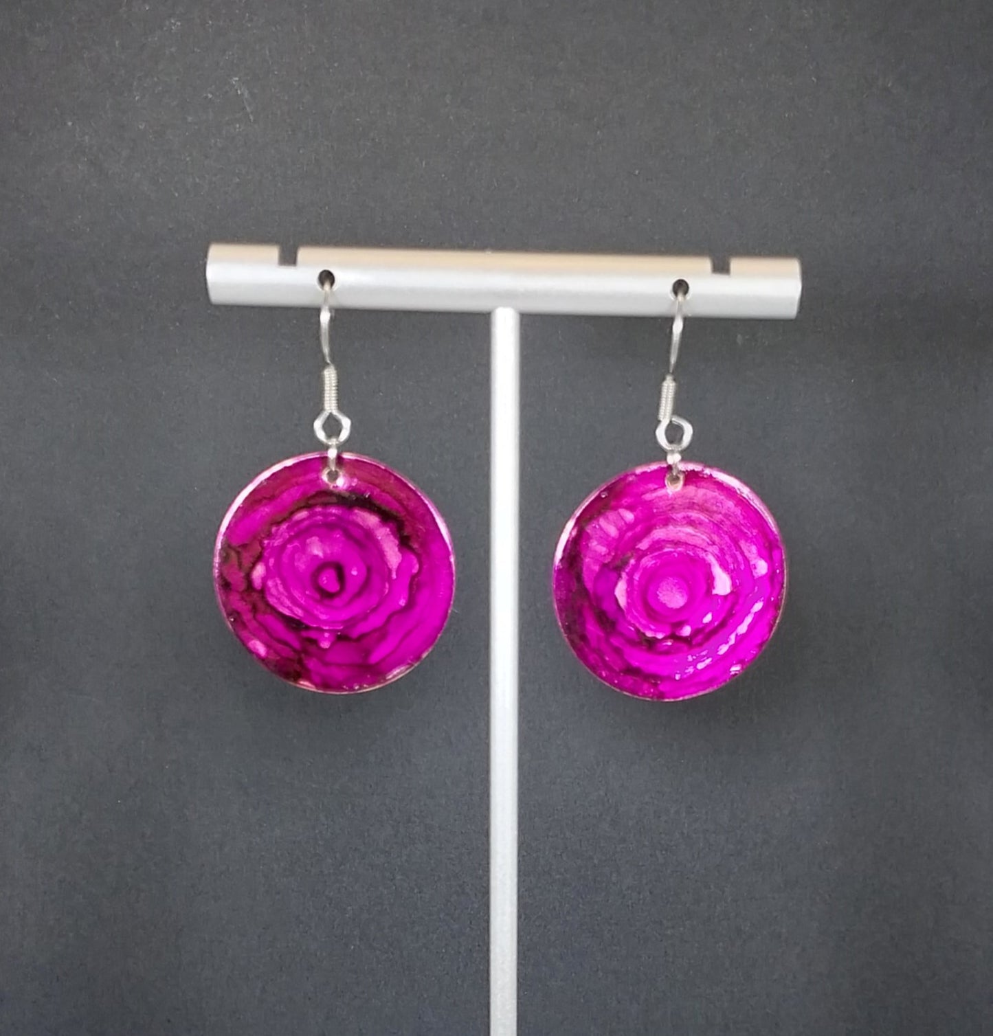 Handpainted Rose Earrings Surgical Steel Ear Wires