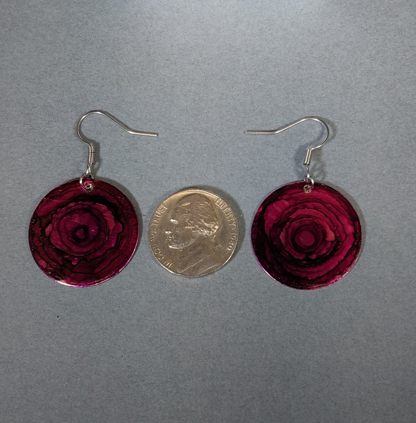 Handpainted Rose Earrings Surgical Steel Ear Wires