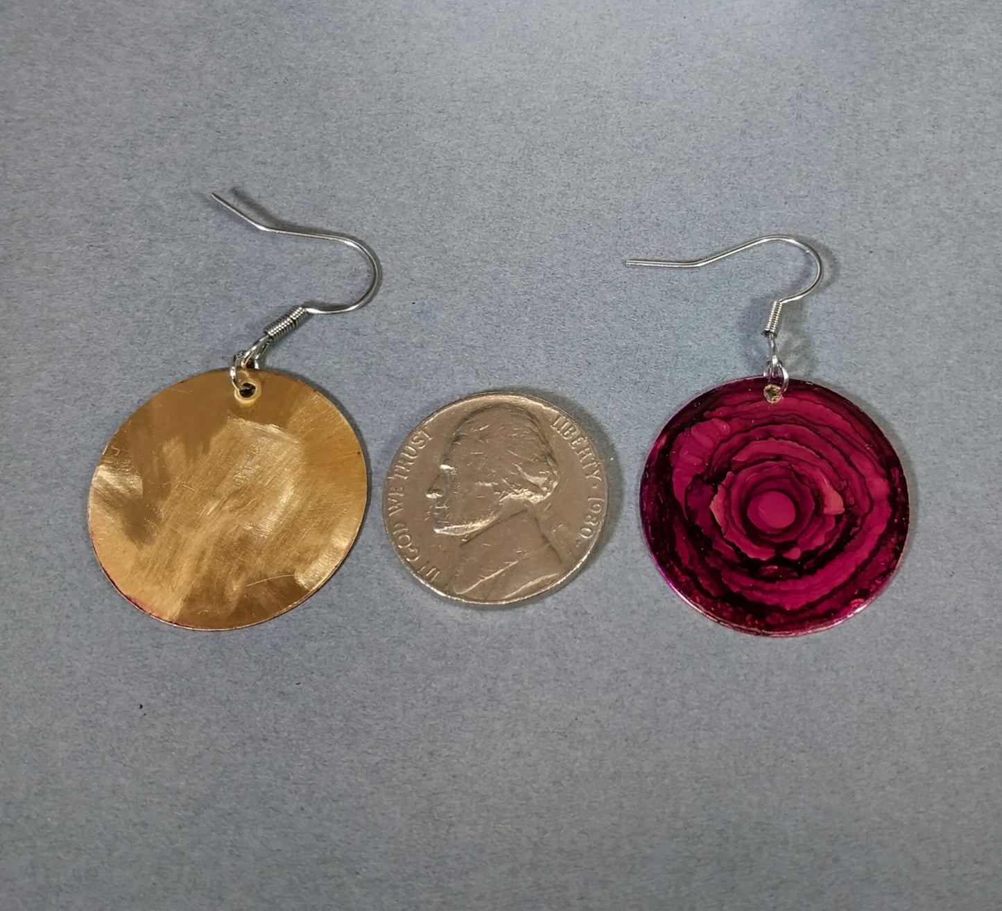 Handpainted Rose Earrings Surgical Steel Ear Wires