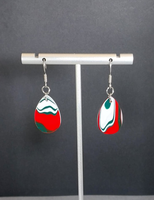 Fordite Earrings With Surgical Steel Ear Wires and Retro Colors W/O