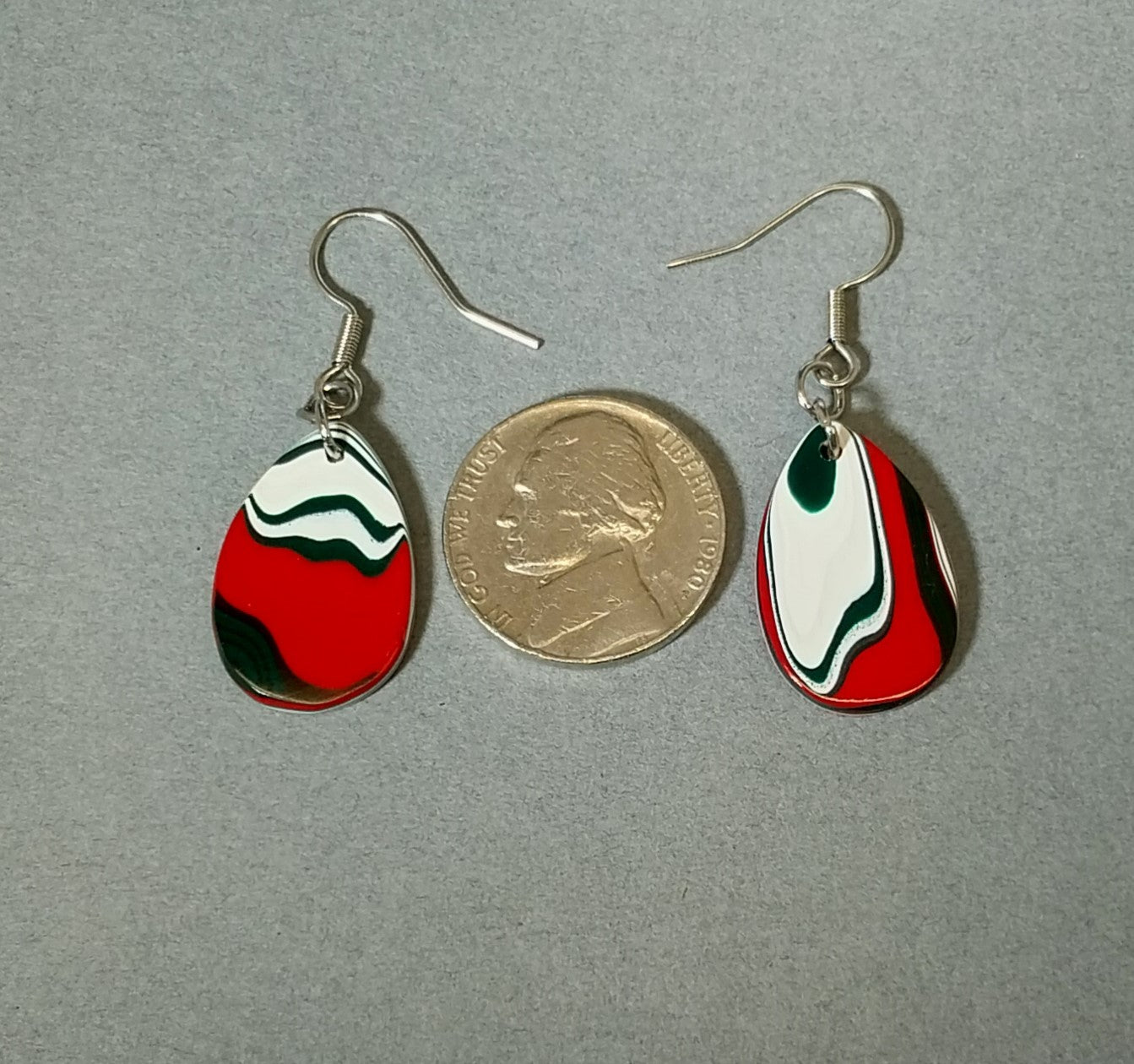 Fordite Earrings With Surgical Steel Ear Wires and Retro Colors W/O